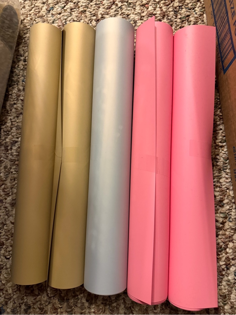 Cricut iron on vinyl Gold, Silver, and Pink Vinyl Rolls